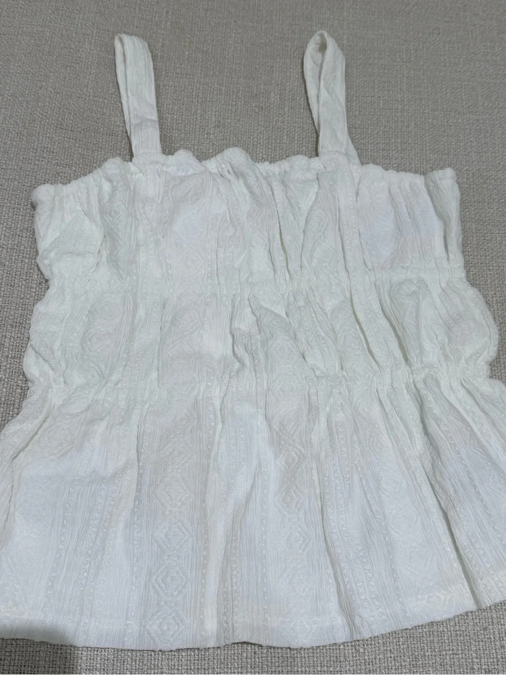 Carter’s Girls Size 12 White Smocked Peplum Textured Cami Top NWT